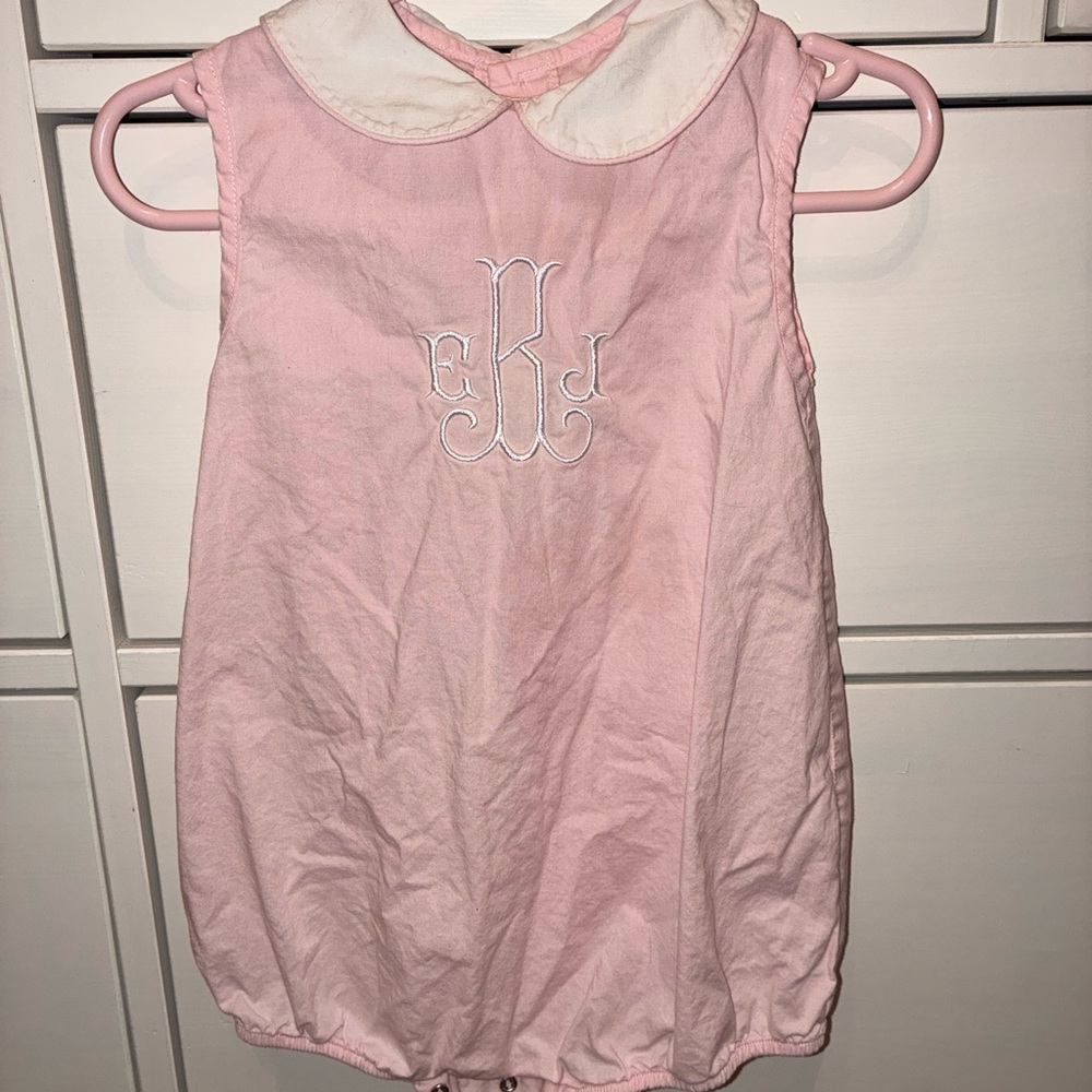 Pink Peter Pan Collar “EBJ” monogrammed bubble